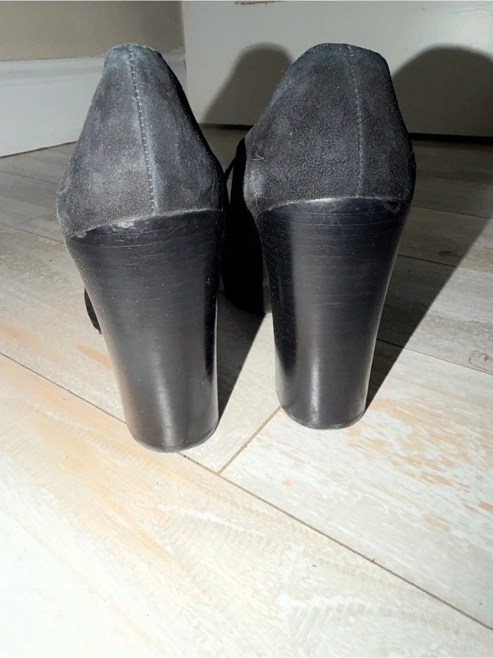 Tory Burch Black Suede Lace-Up Heel Oxfords